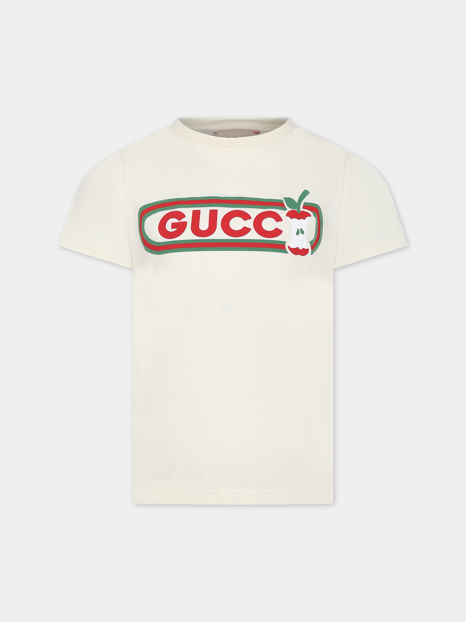 T-shirt avorio per bambina con logo,Gucci Kids,610190 XJF87 9247