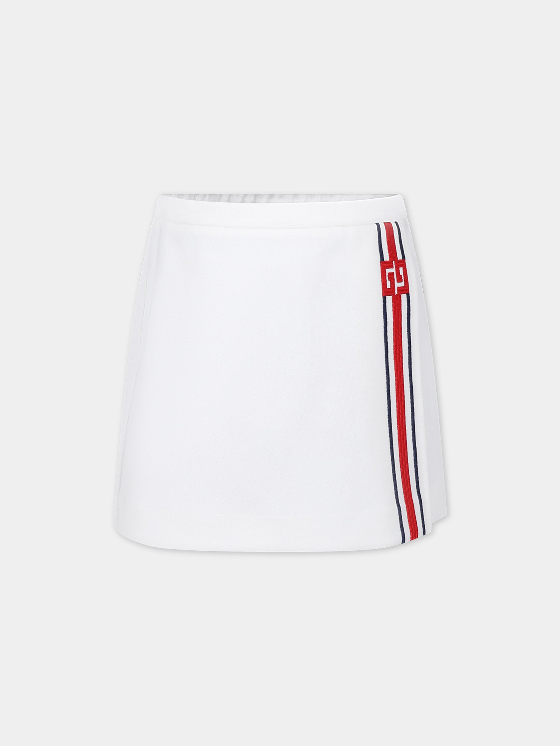 Gonna casual bianca per bambina con doppia G,Gucci Kids,768031 XJF81 9799