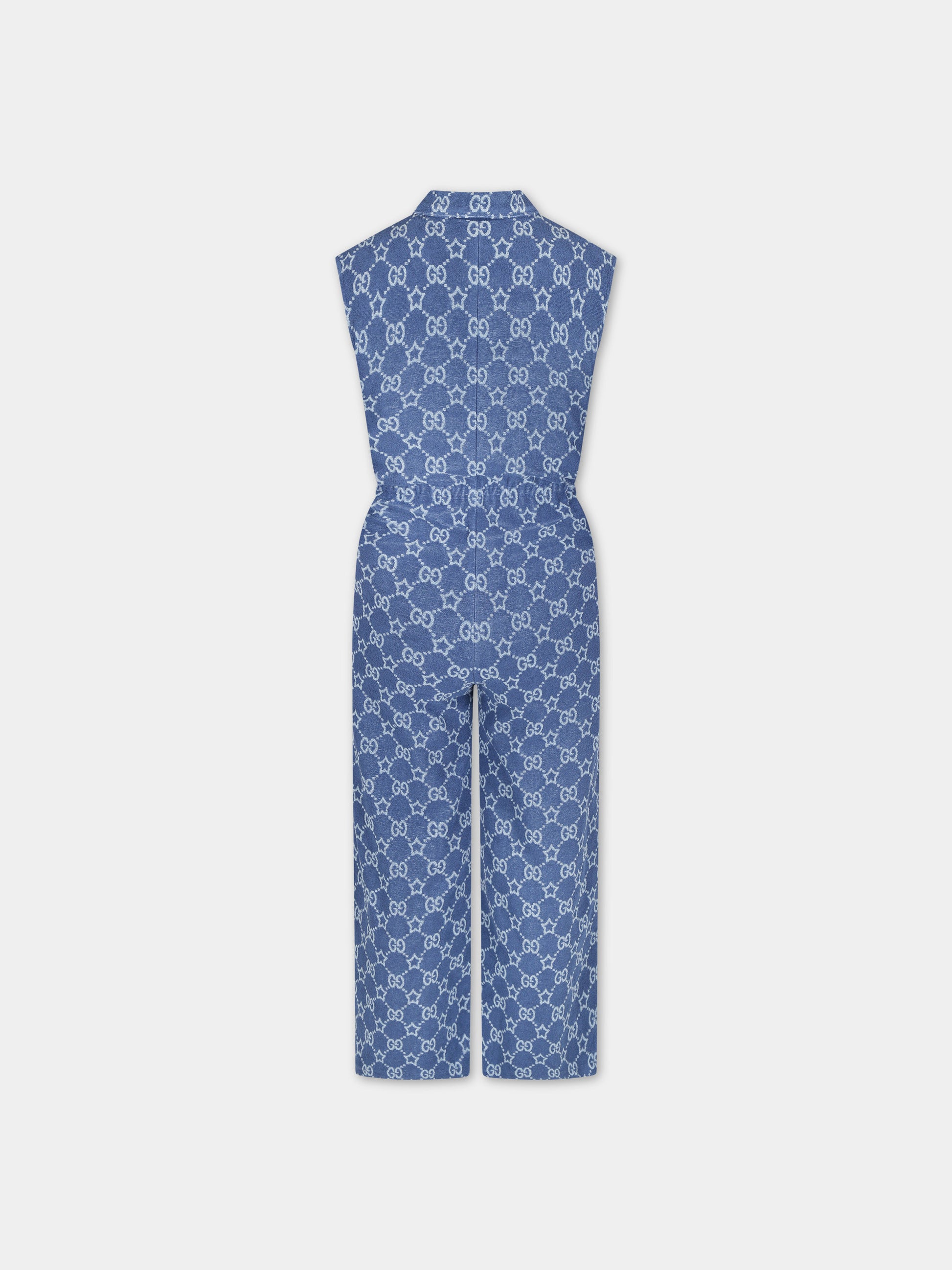 Jumpsuit blu per bambina con stelle GG,Gucci Kids,767912 XJF8C 4695