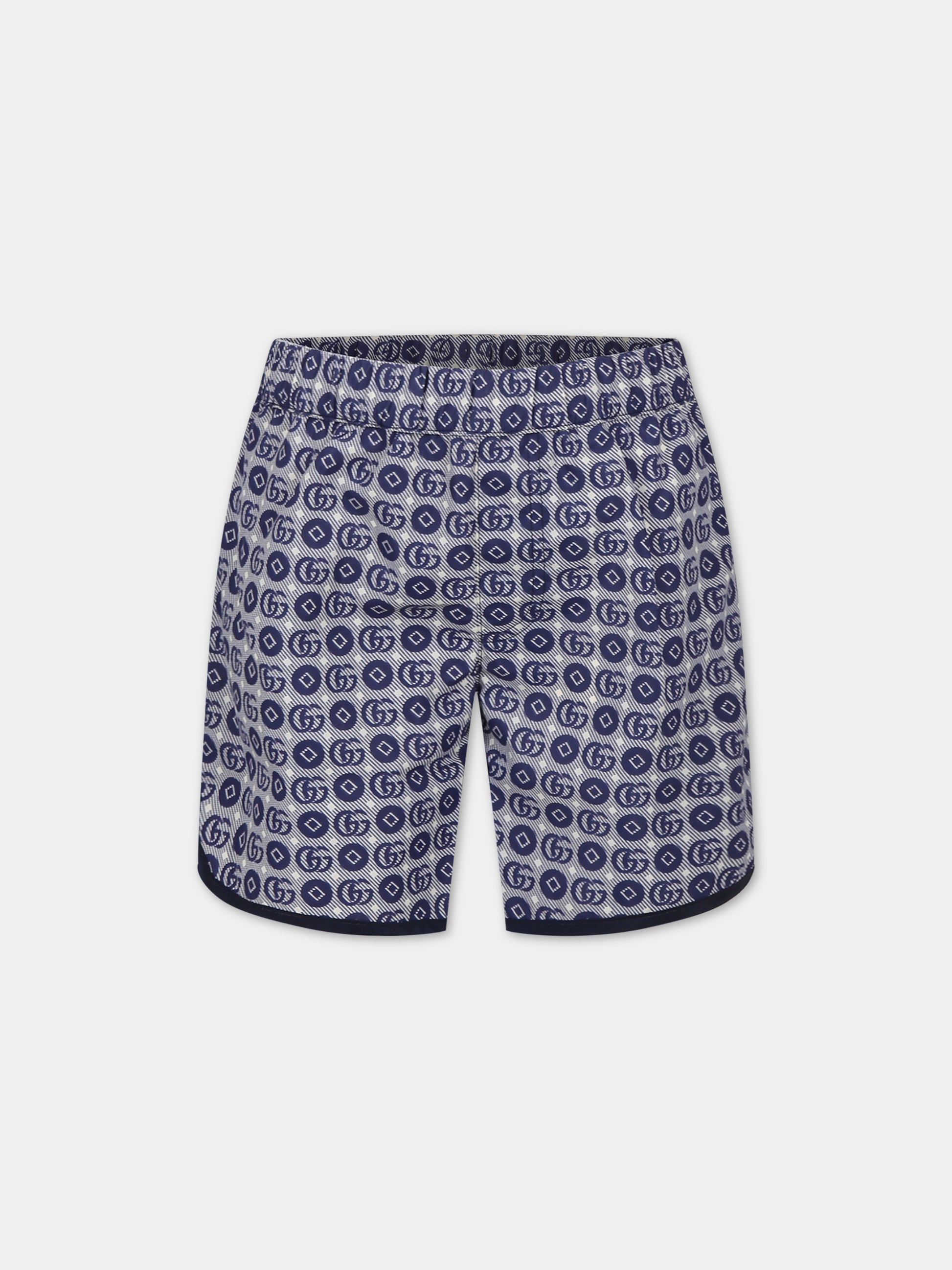 Boxer mare blu per bambino con doppia G,Gucci Kids,773026 XWA1B 4262