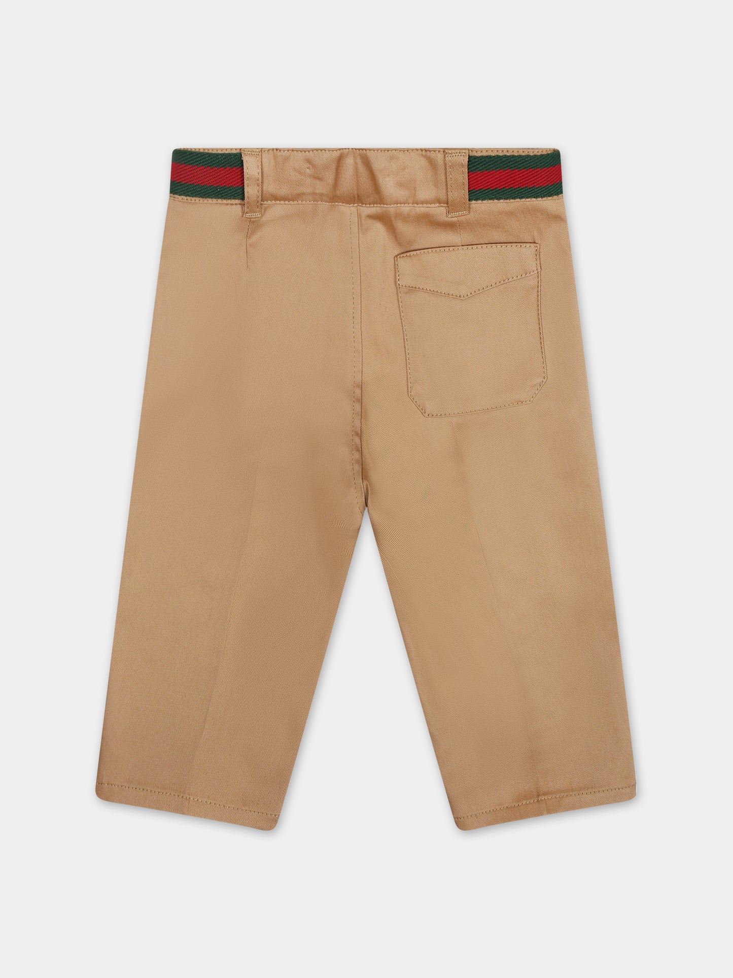 Pantaloni beige per neonato con dettaglio Web,Gucci Kids,778590 XWA0I 9813