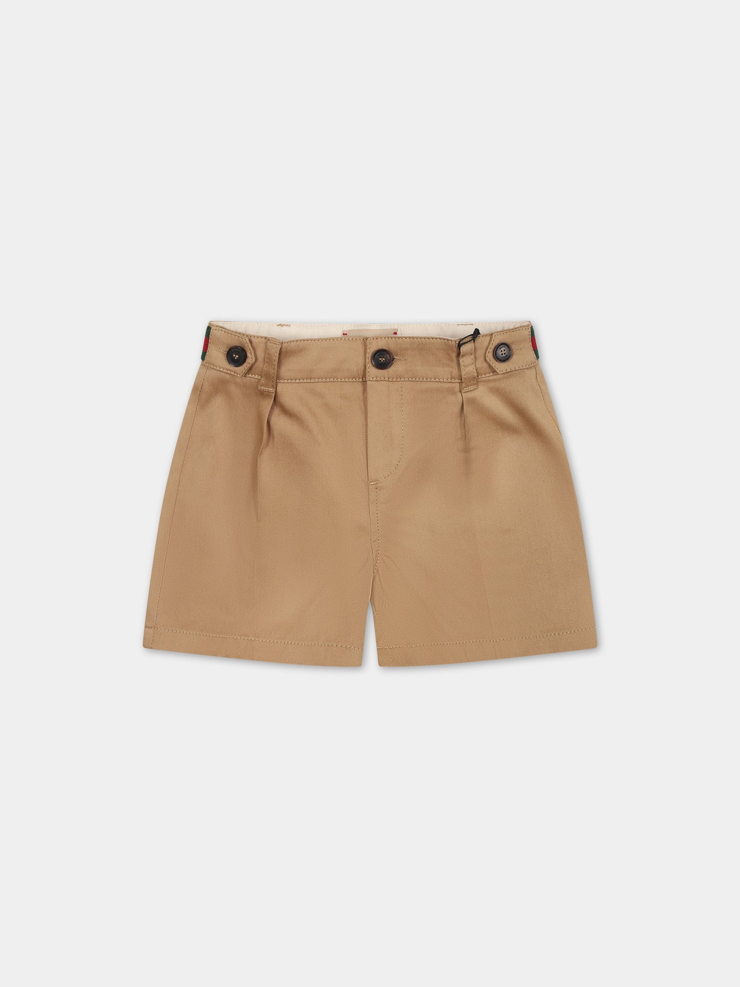 Shorts beige per neonato con dettaglio Web,Gucci Kids,778591 XWA0I 9813