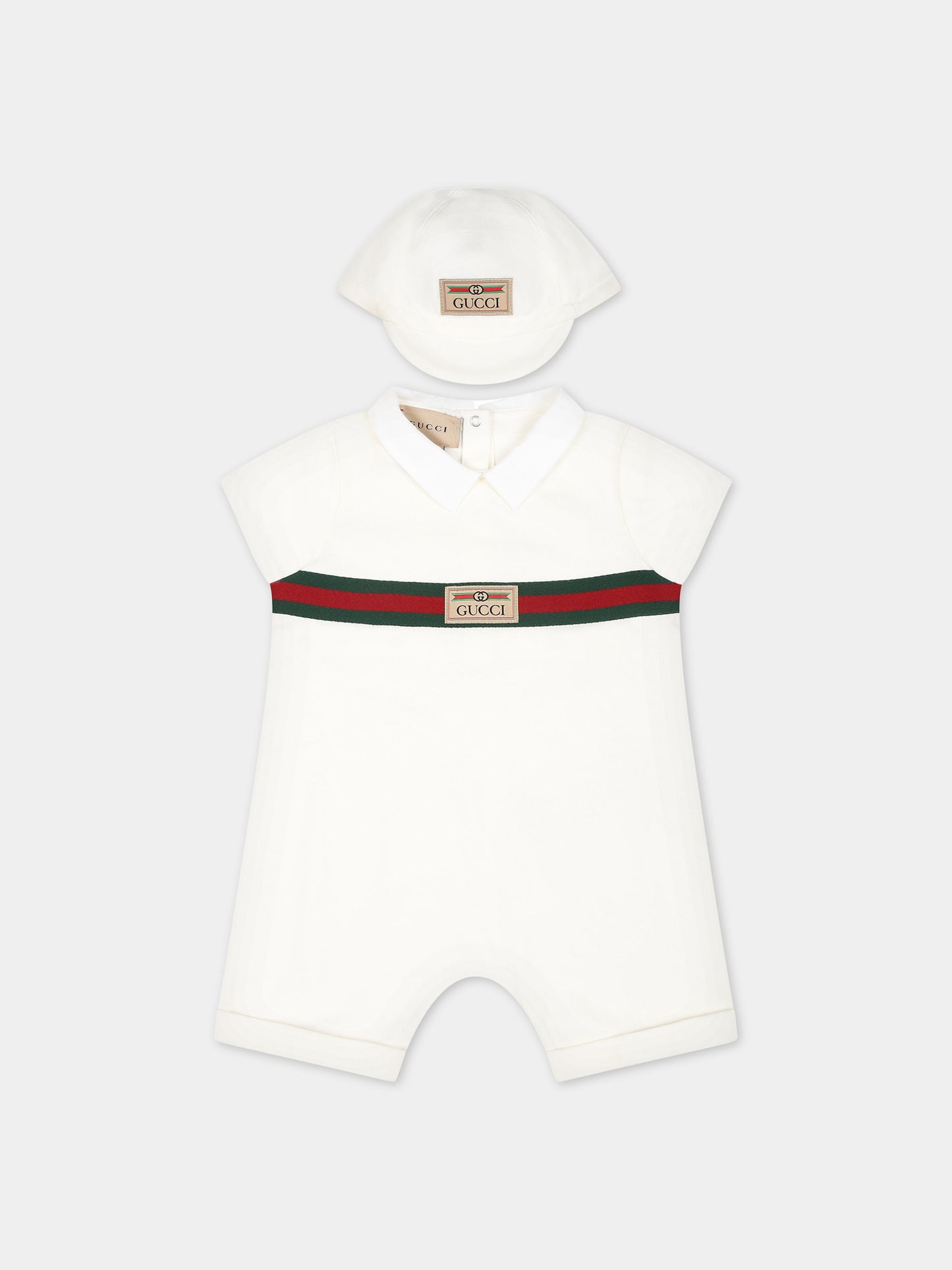 Set bianco per neonato con logo,Gucci Kids,766683 XJF8F 9733