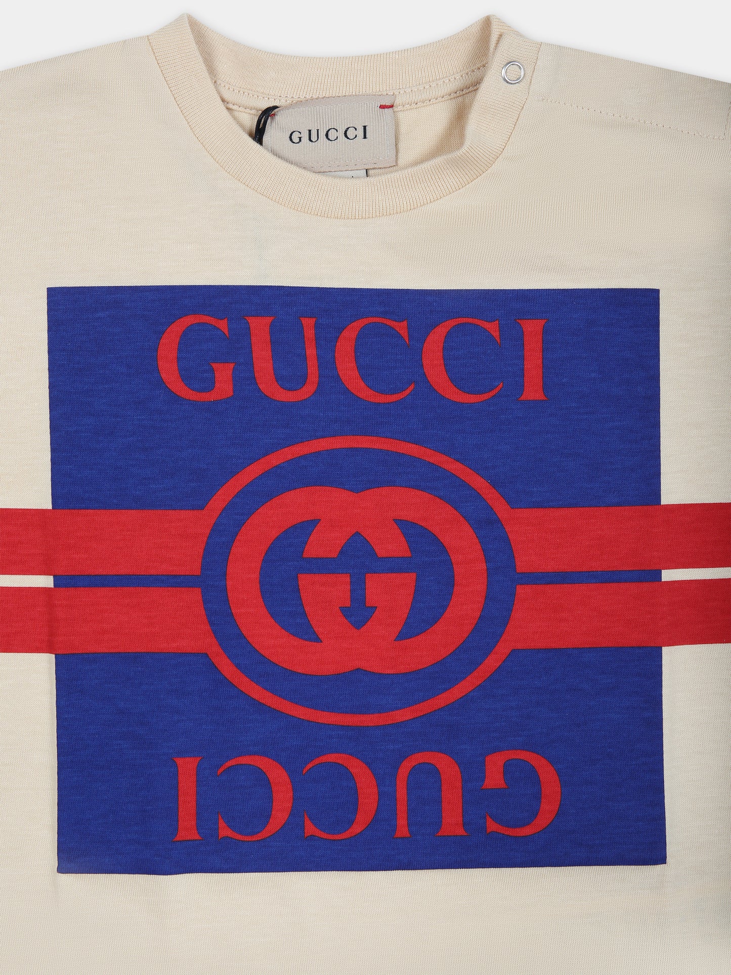 T-shirt avorio per neonata con doppia G,Gucci Kids,576871 XJF50 7524
