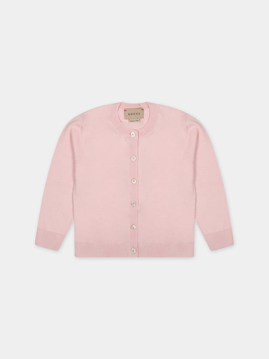 Cardigan rosa per neonata con logo,Gucci Kids,749288 XKC89 5710