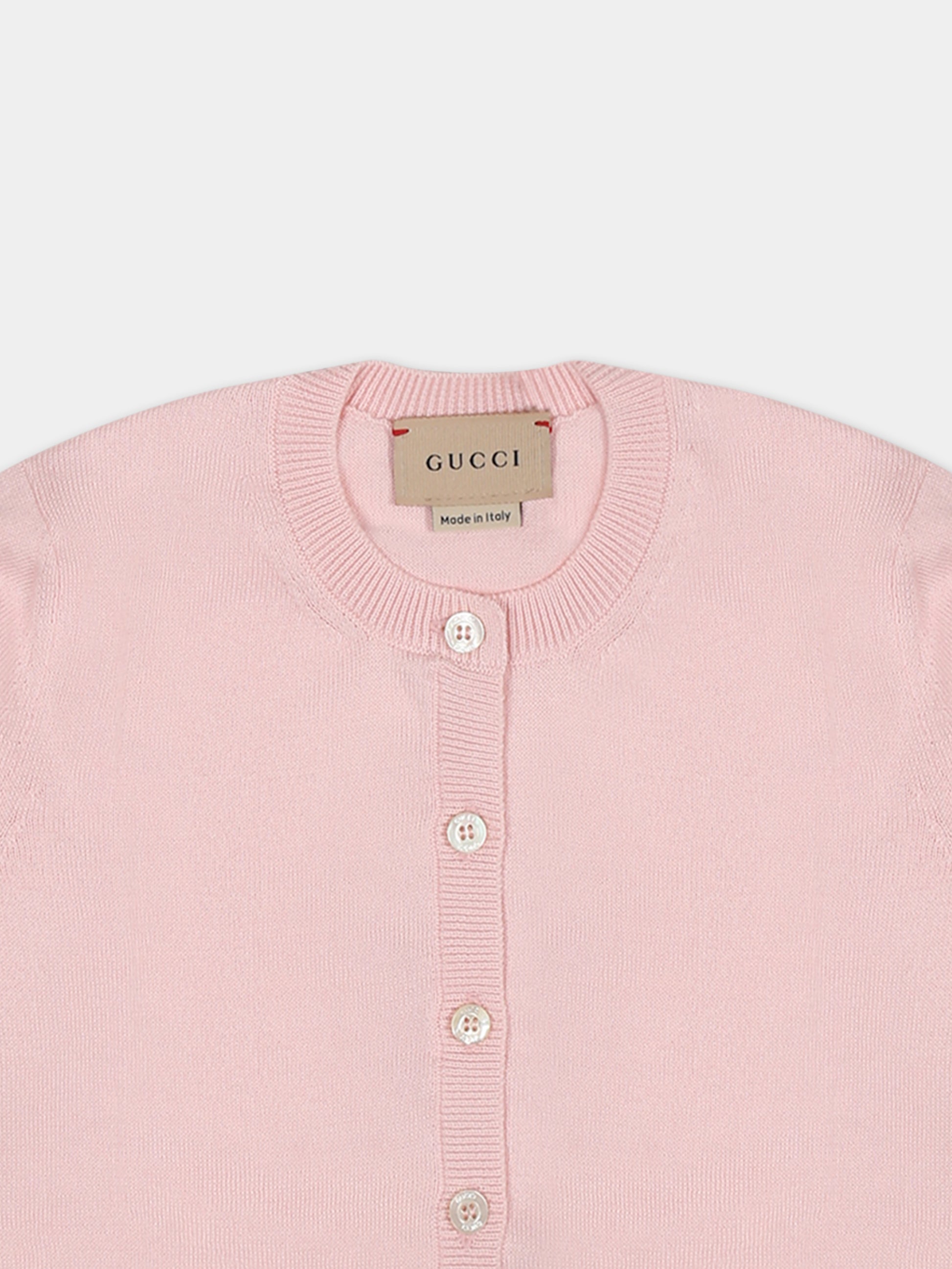 Cardigan rosa per neonata con logo,Gucci Kids,749288 XKC89 5710