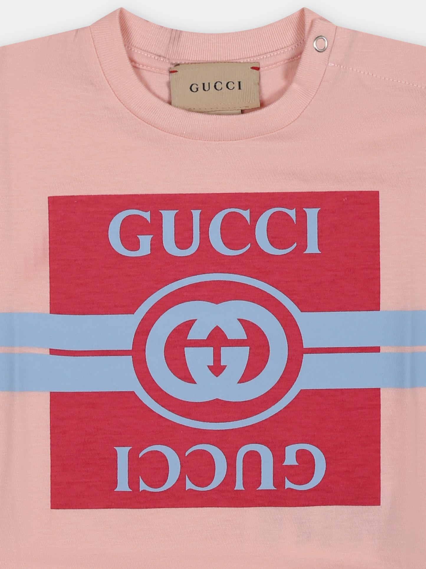 T-shirt rosa per neonata con doppia G,Gucci Kids,576871 XJF50 6372