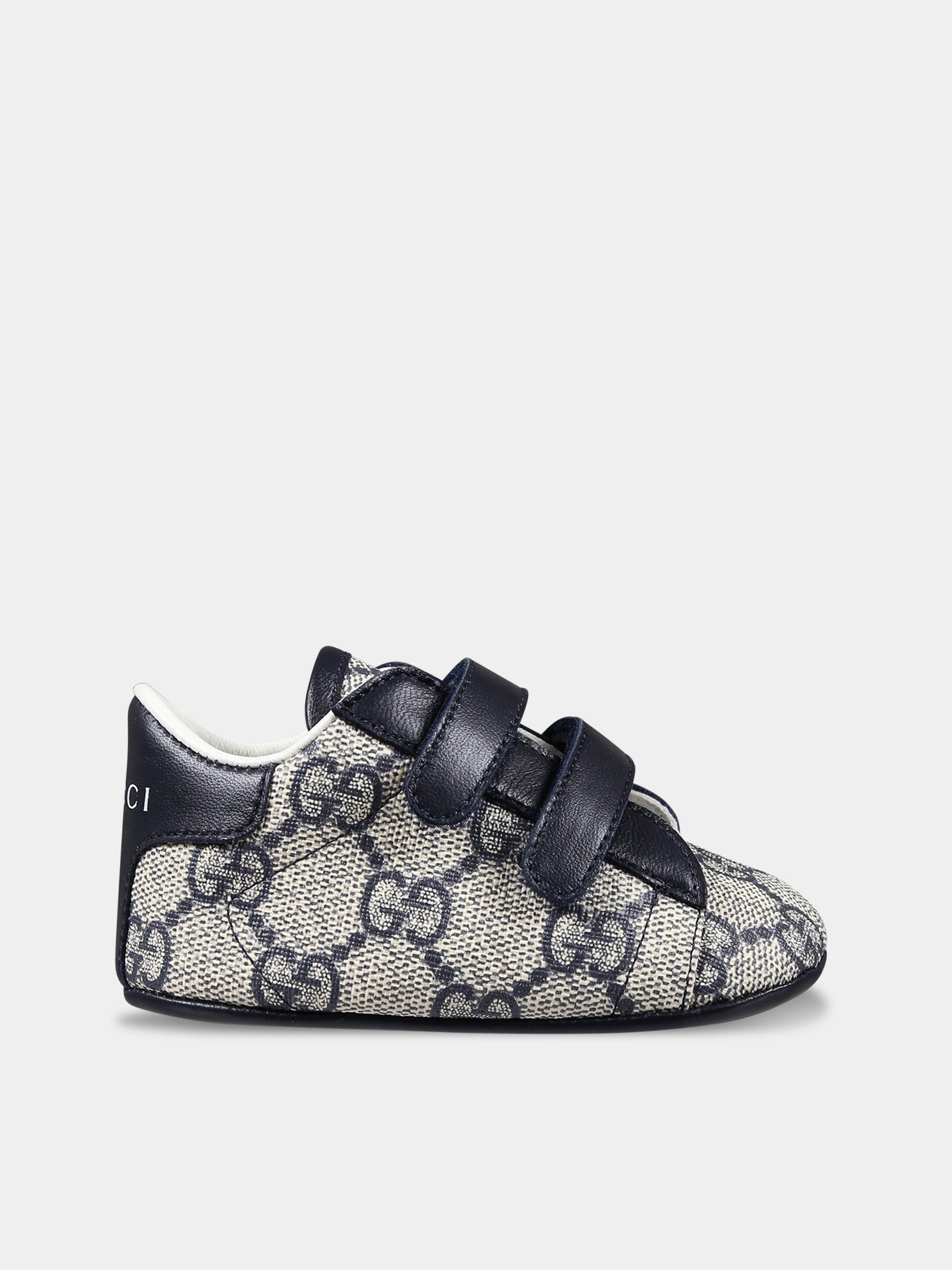 Sneakers blu per neonato con logo GG all-over,Gucci Kids,772387 FACX3 4054