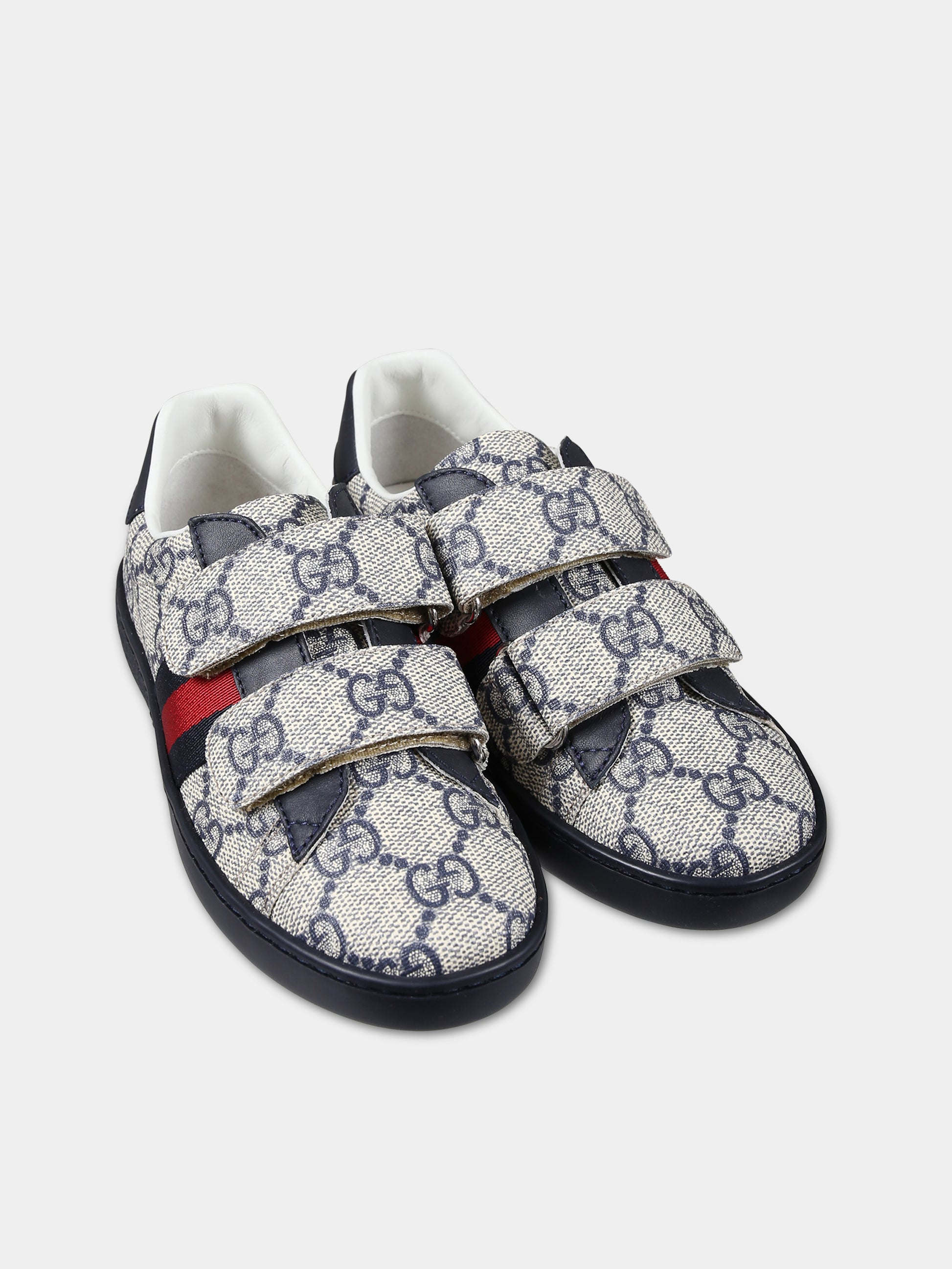 Sneakers blu per bambini con logo GG all-over,Gucci Kids,463090 FACYF 4055