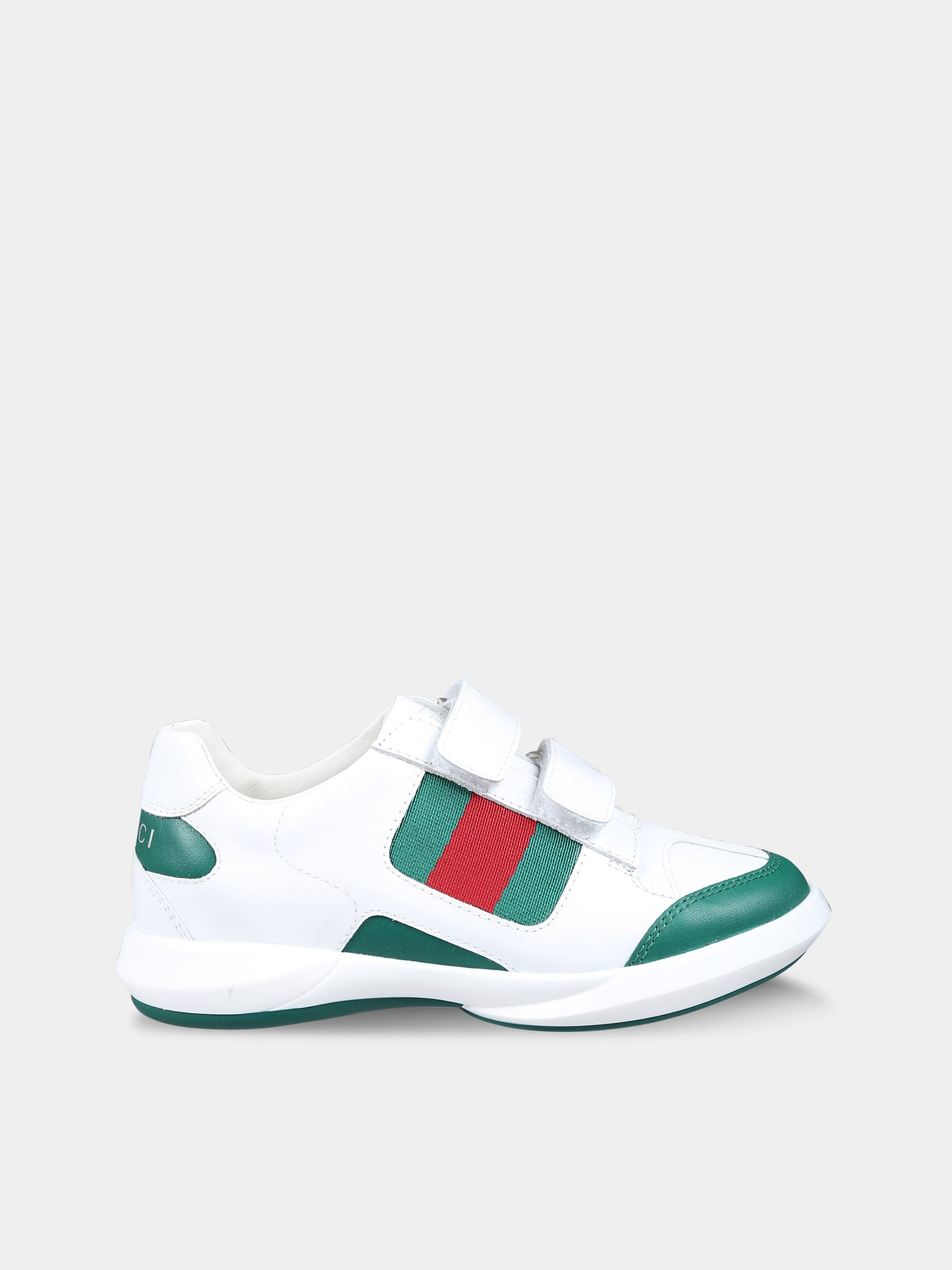 Sneakers bianche per bambini con dettaglio Web,Gucci Kids,772405 AAC45 3145