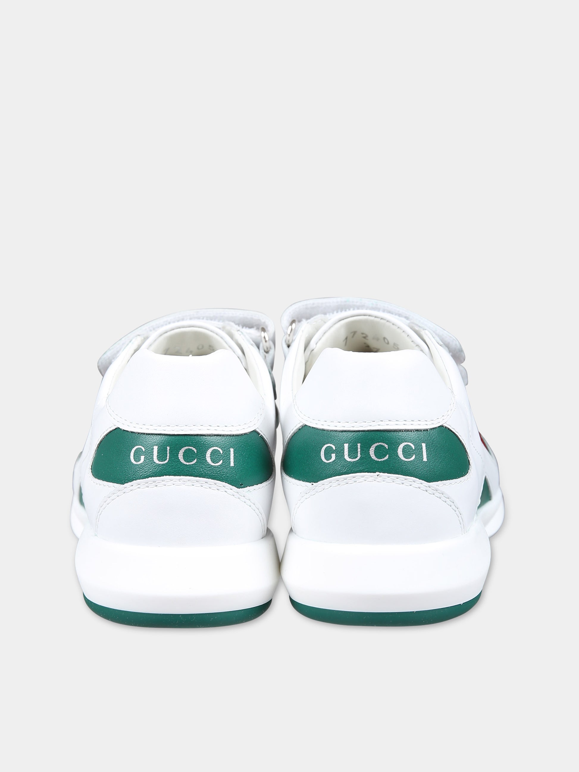 Sneakers bianche per bambini con dettaglio Web,Gucci Kids,772405 AAC45 3145