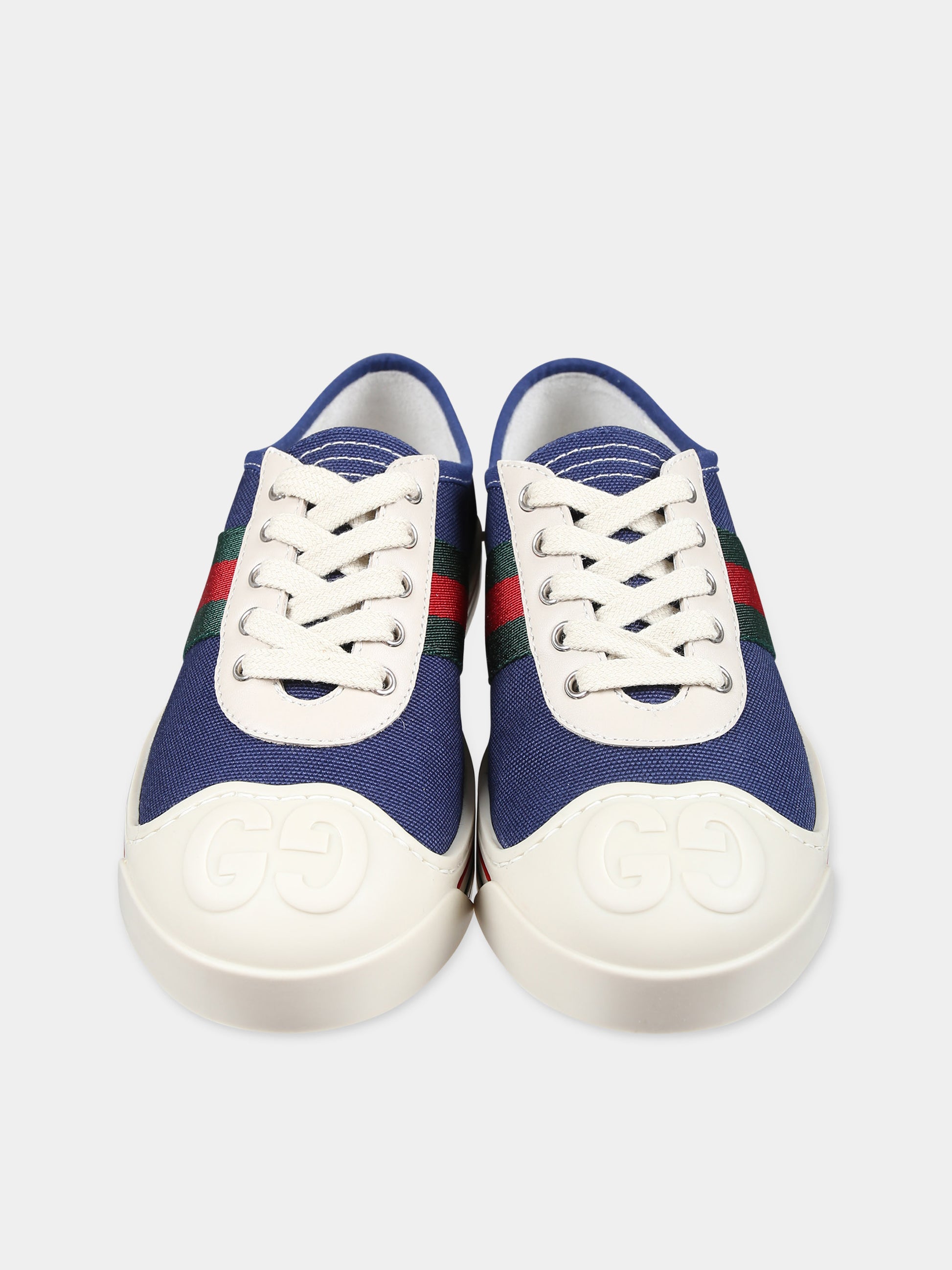 Sneakers basse blu per bambini con nastro Web,Gucci Kids,772411 FACY7 4256