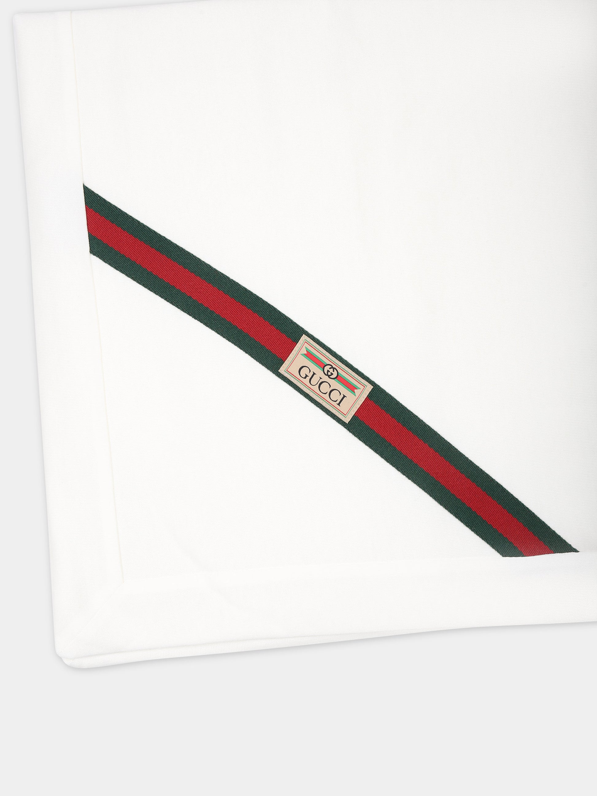 Coperta bianca per neonati con dettaglio Web e logo,Gucci Kids,774010 3KAAL 9200