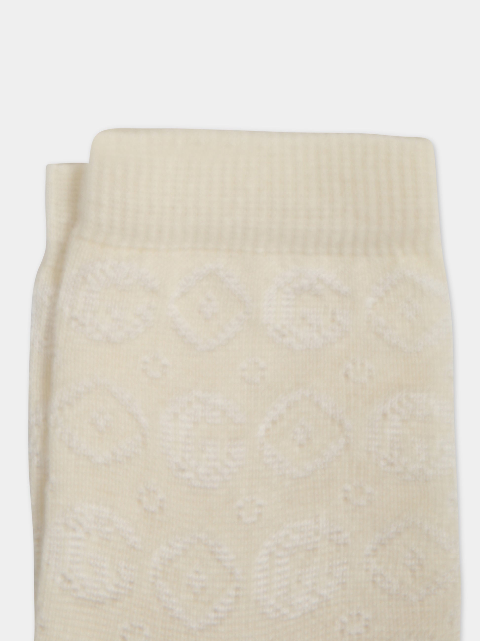 Calzini avorio per neonati con doppia G,Gucci Kids,755591 3KAA7 9200