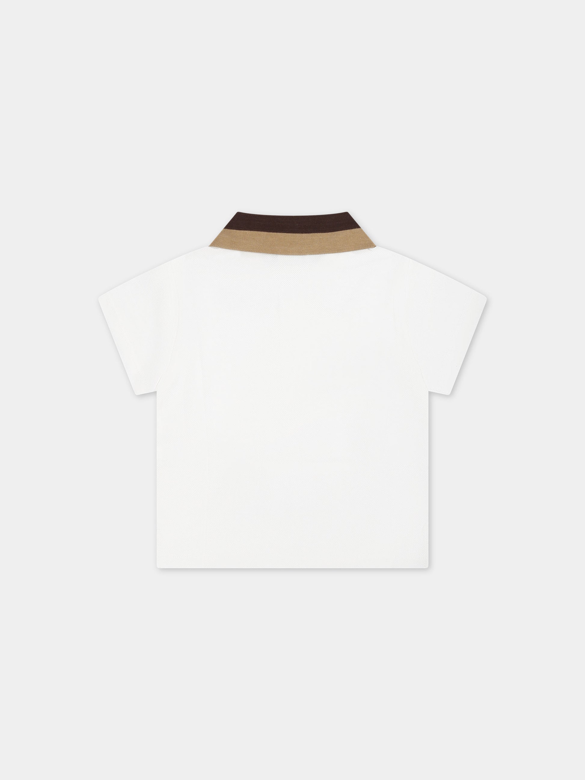 Polo bianca per neonato con logo,Fendi Kids,BMI244 AVP F0TU9