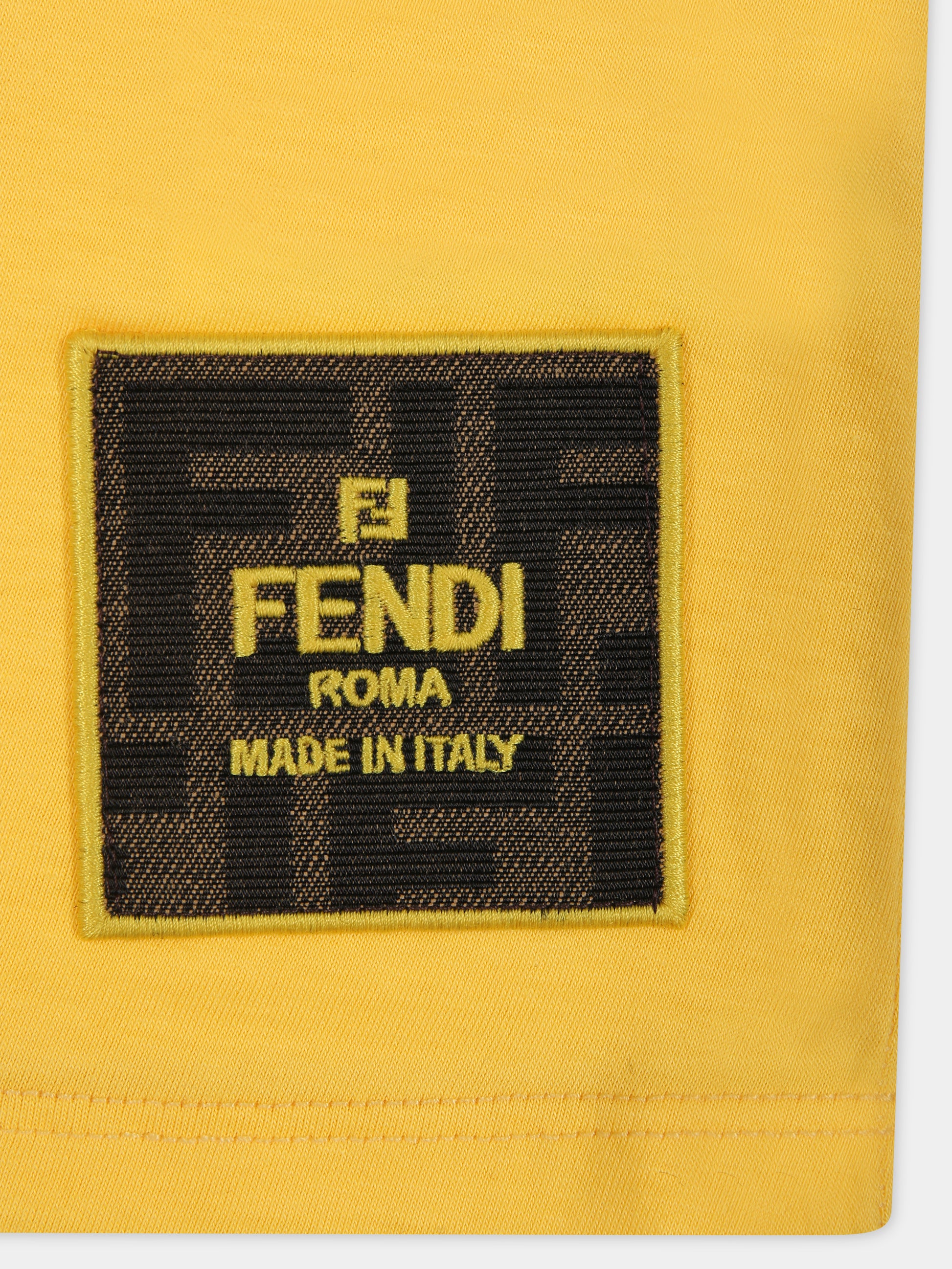 T-shirt gialla per neonato con logo,Fendi Kids,BUI074 7AJ F1MU0