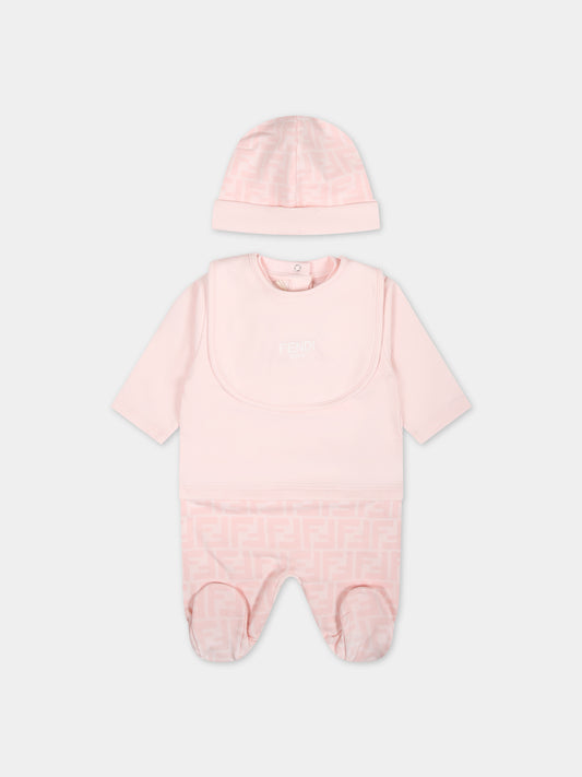 Set rosa per neonata con logo,Fendi Kids,BUK115 AQT8 F0C11