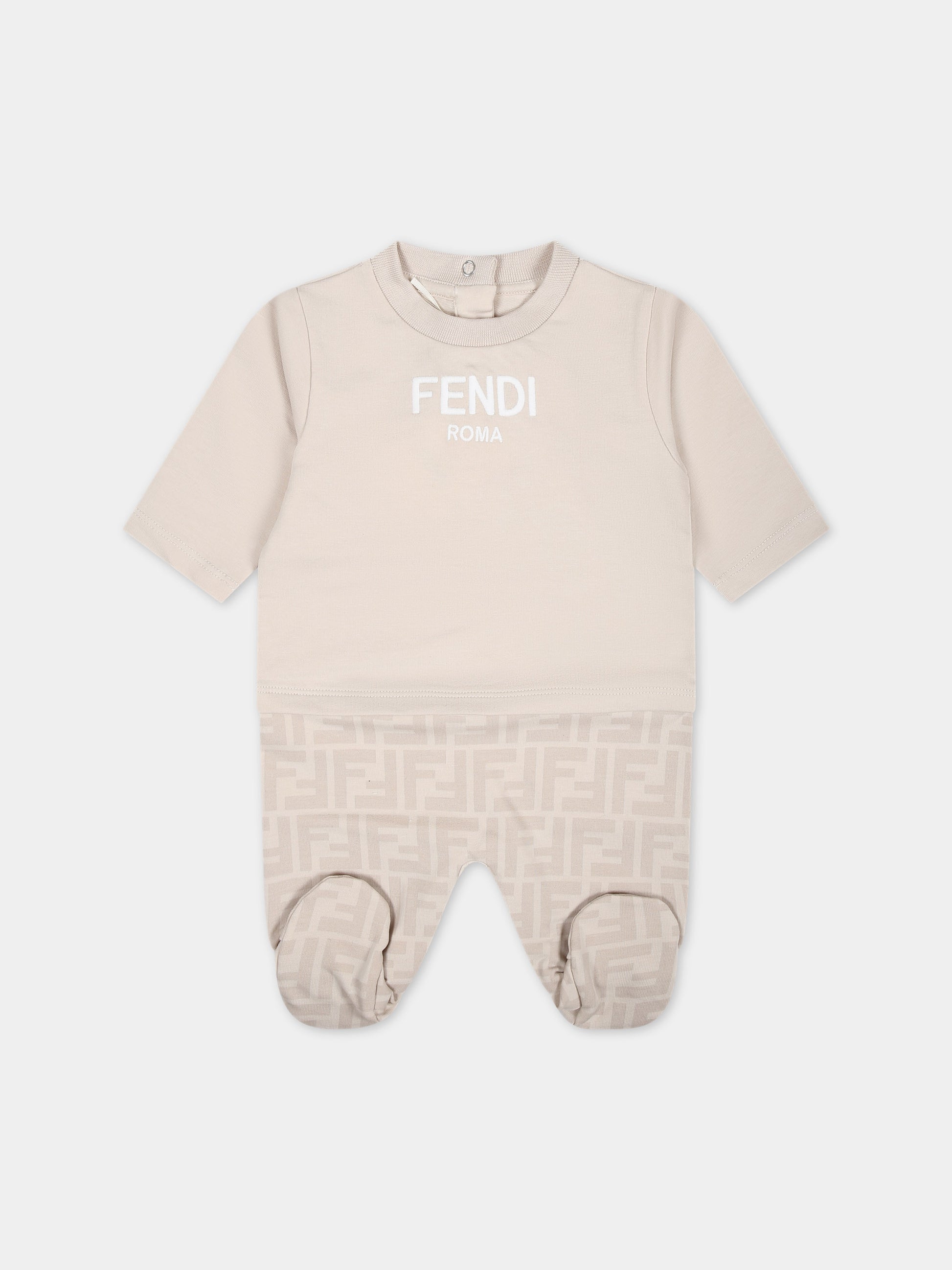 Set beige per neonati con logo,Fendi Kids,BUK115 AQT8 F19J5