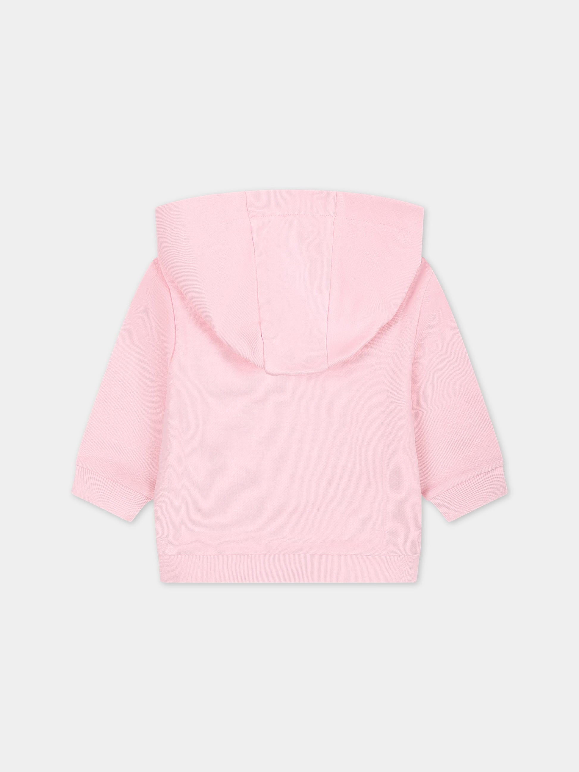 Pink sweatshirt for baby girl with logo,Fendi Kids,BUH065 5V0 F0QE5
