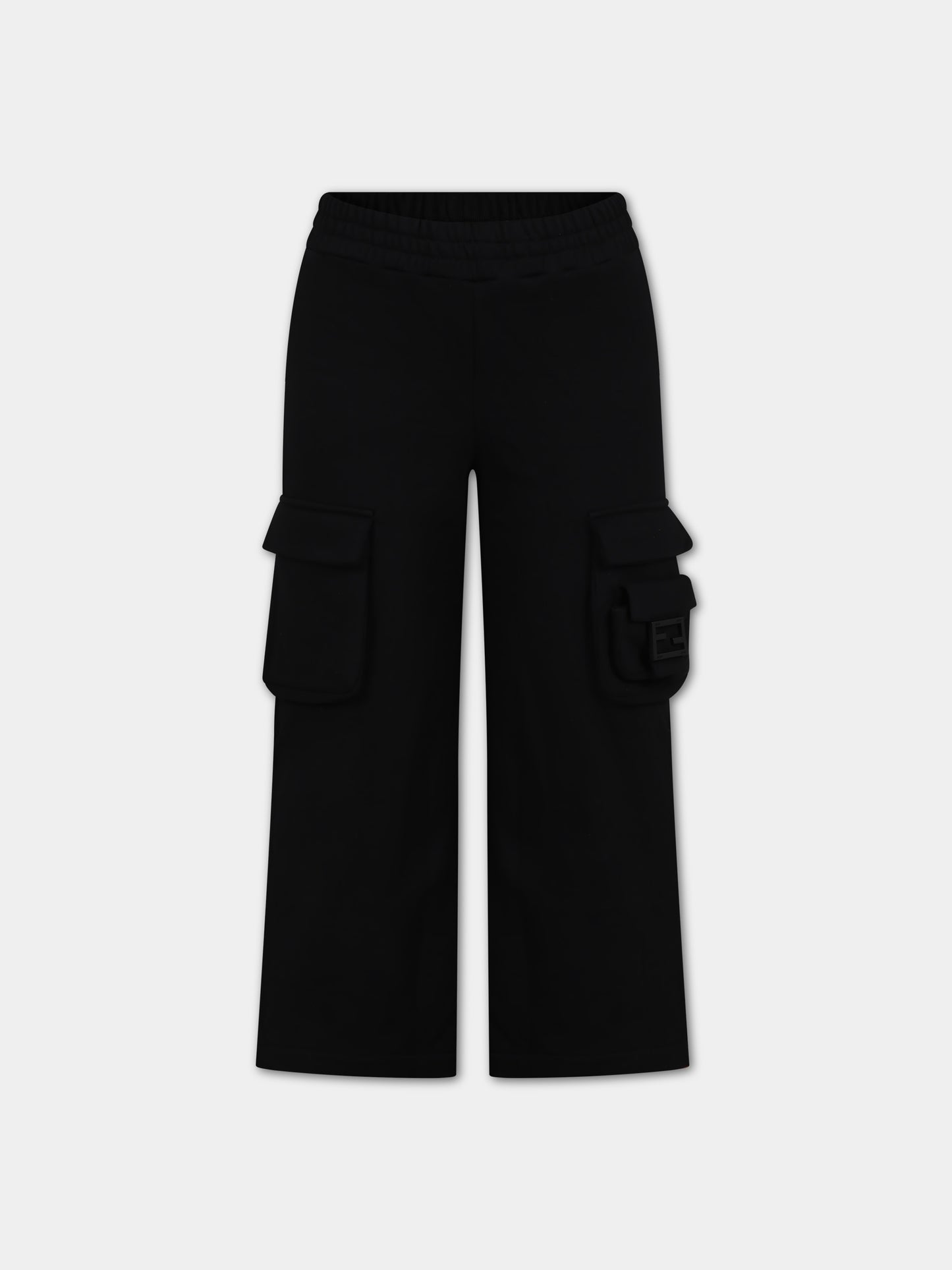 Pantaloni neri per bamina con FF e Baguette,Fendi Kids,JFF302 5V0 F0GME
