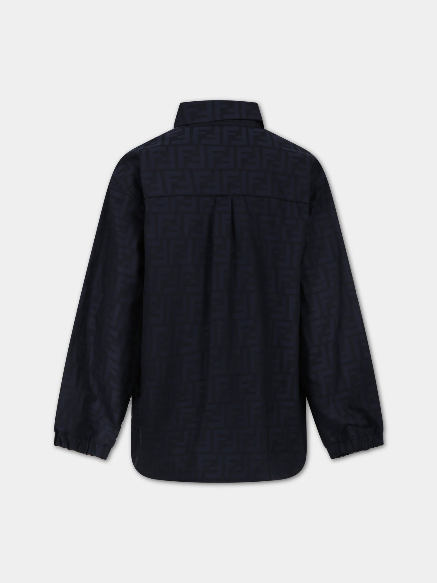 Giubbotto blu per bambino con logo FF all over,Fendi Kids,JUA199 ALO6 F0QB0