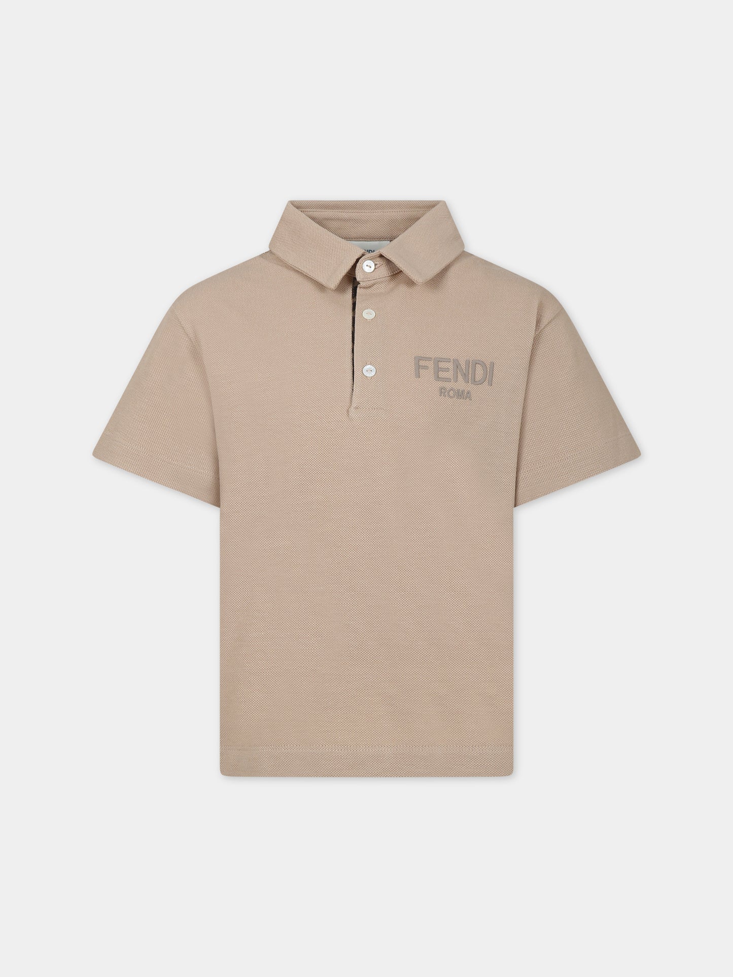 Polo beige per bambino con logo,Fendi Kids,JMI442 AVP F1B2Y