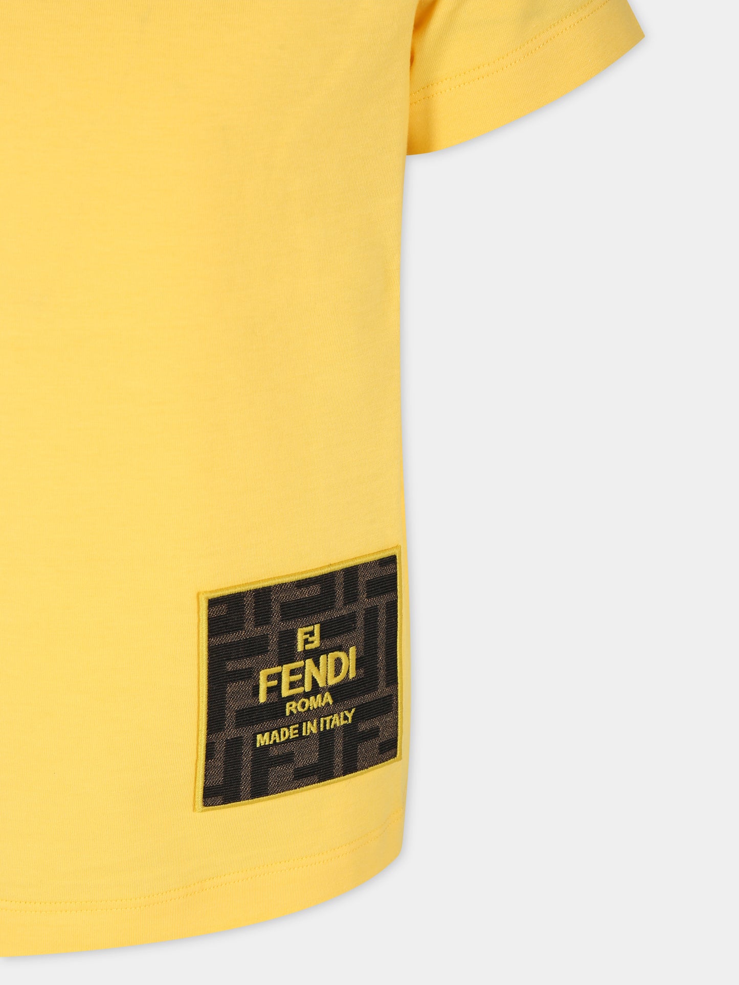 T-shirt gialla per bambino con logo,Fendi Kids,JUI153 7AJ F1MU0