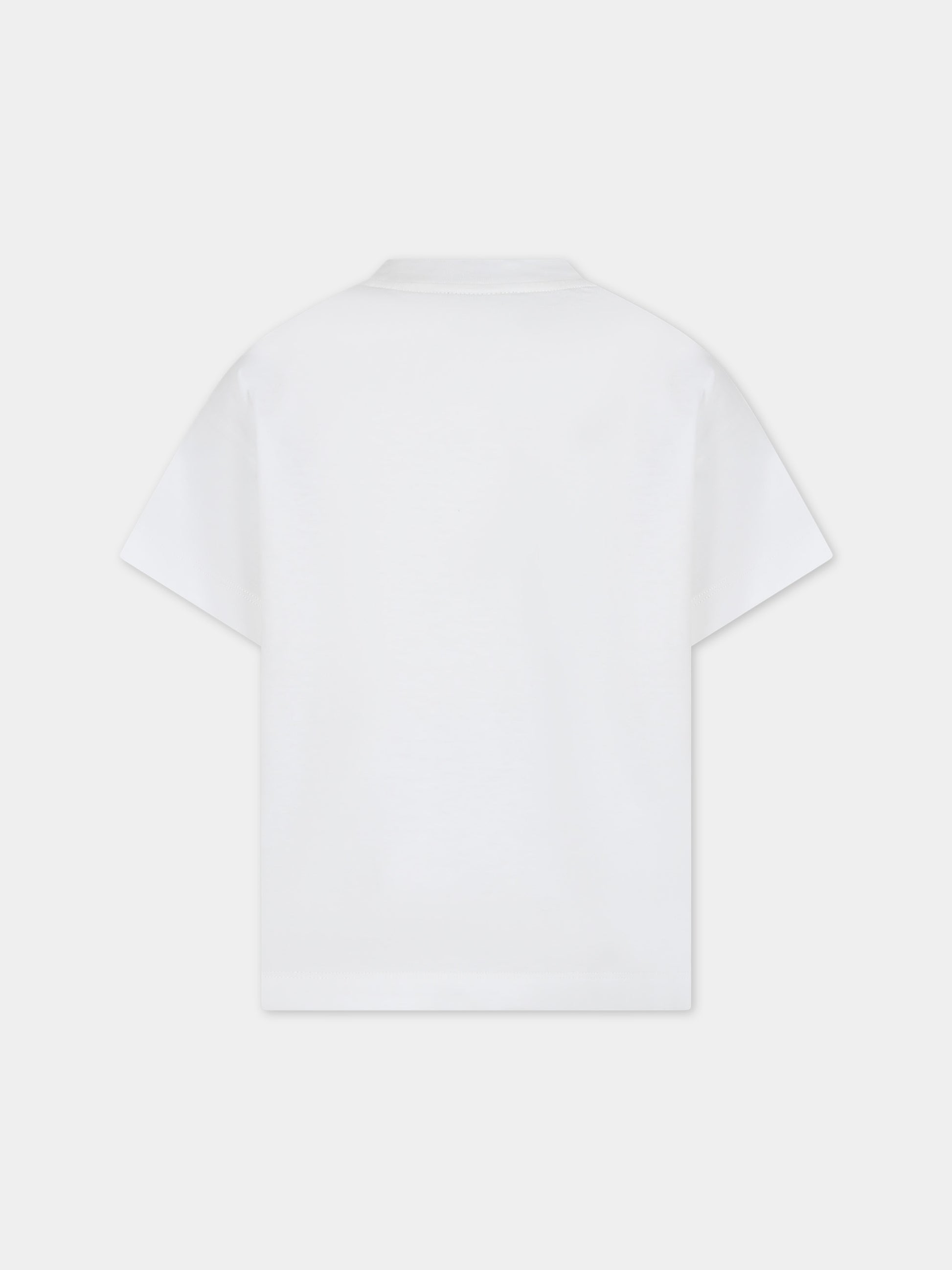 T-shirt bianca per bambino con stampa e FF,Fendi Kids,JMI445 7AJ F0TU9