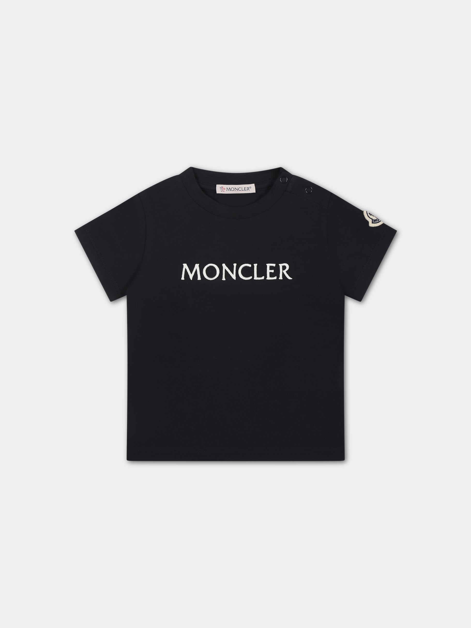 T-shirt blu per neonata con logo,Moncler Kids,951 8C00002 8790N 778