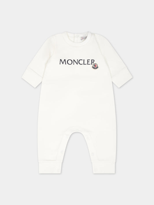 Tutina bianca per neonato con logo,Moncler Kids,951 8L00002 899AR 034