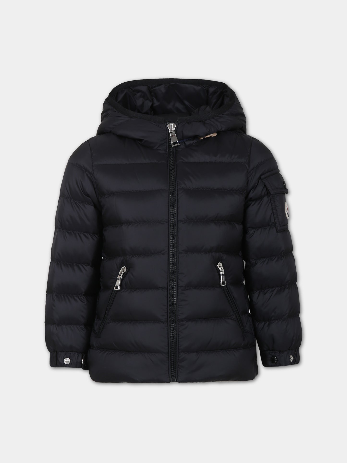 Piumino Gles nero con cappuccio per bambina,Moncler Kids,954 1A00030 595FE 999