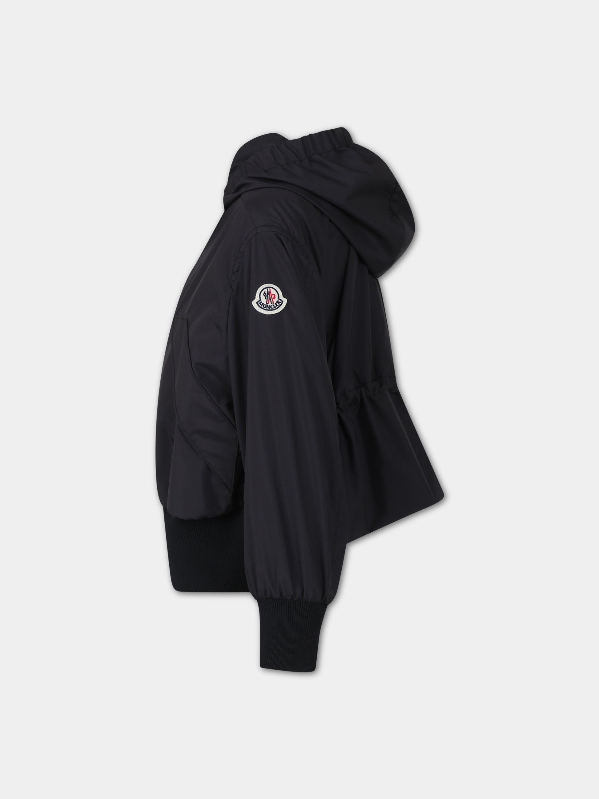 Giacca a vento Assia nera per bambina con logo,Moncler Kids,954 1A00052 54A81 999