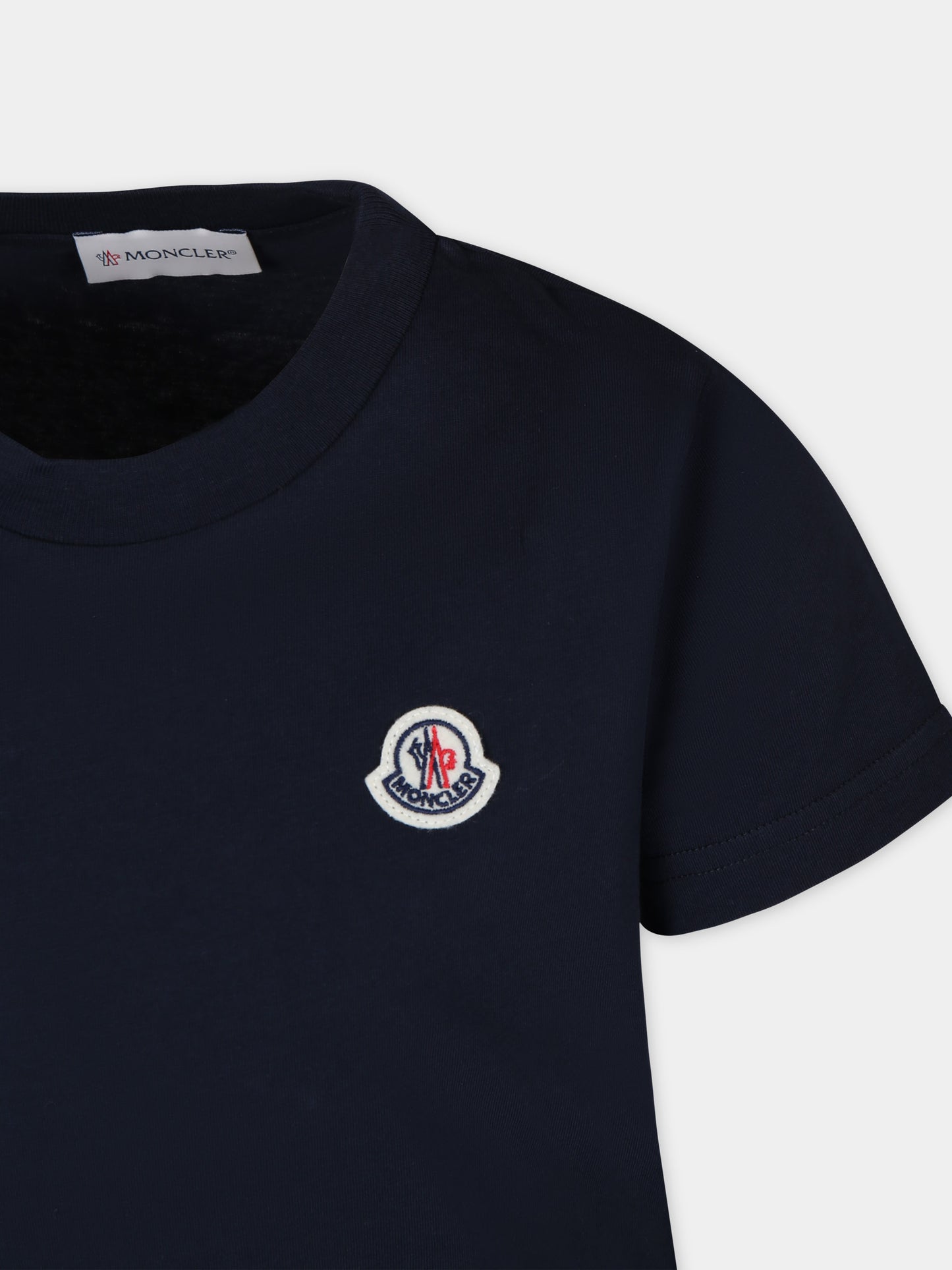 T-shirt blu per bambini con logo,Moncler Kids,954 8C00018 83907 742