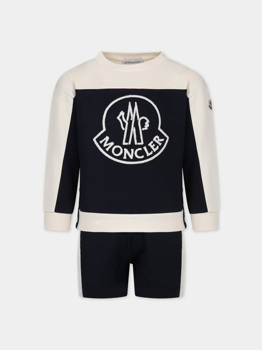 Completo blu per bambina con logo,Moncler Kids,954 8M00008 809AG F70