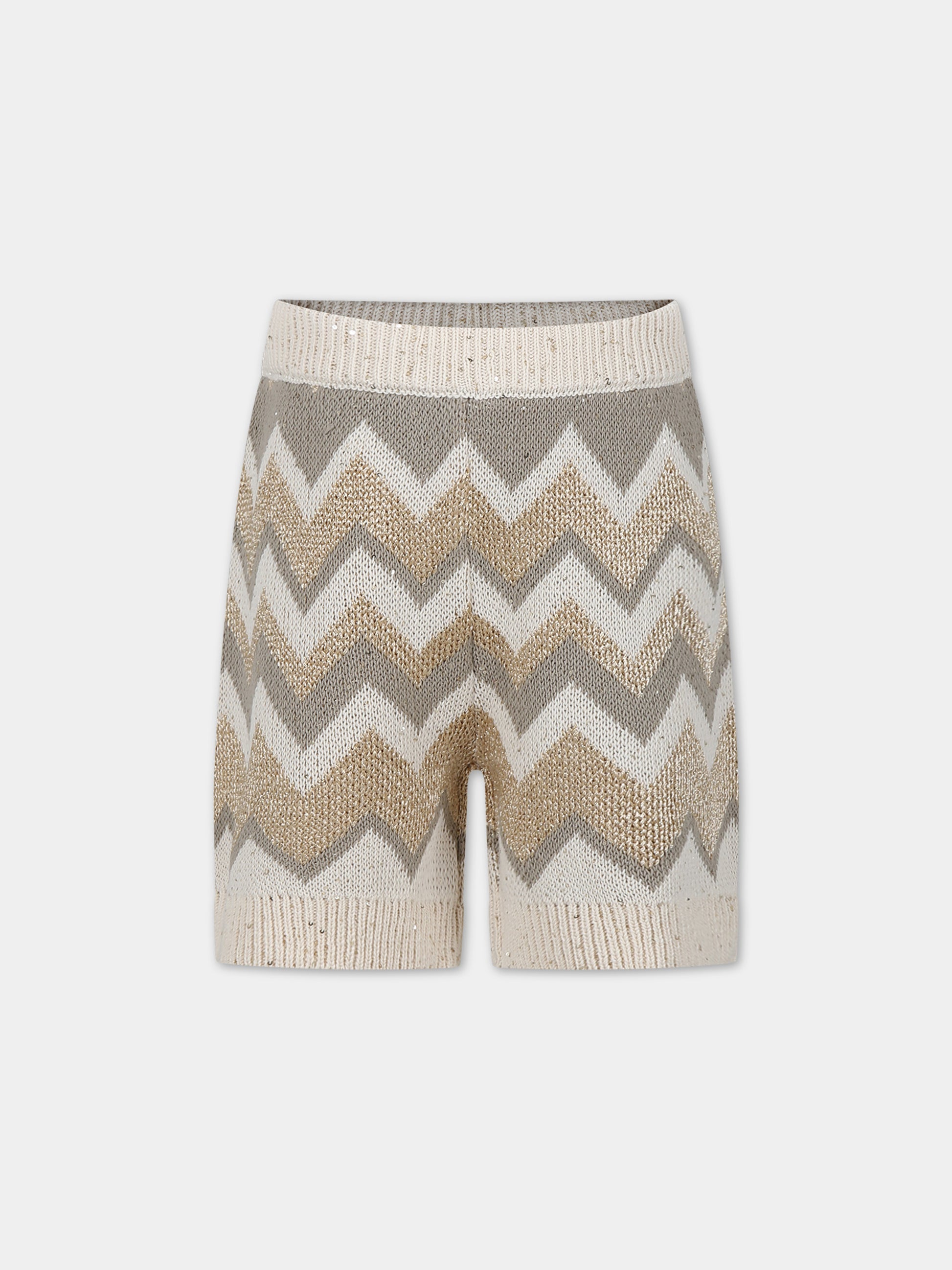 Shorts casual beige per bambina,Missoni,MU6B29 X0136 109