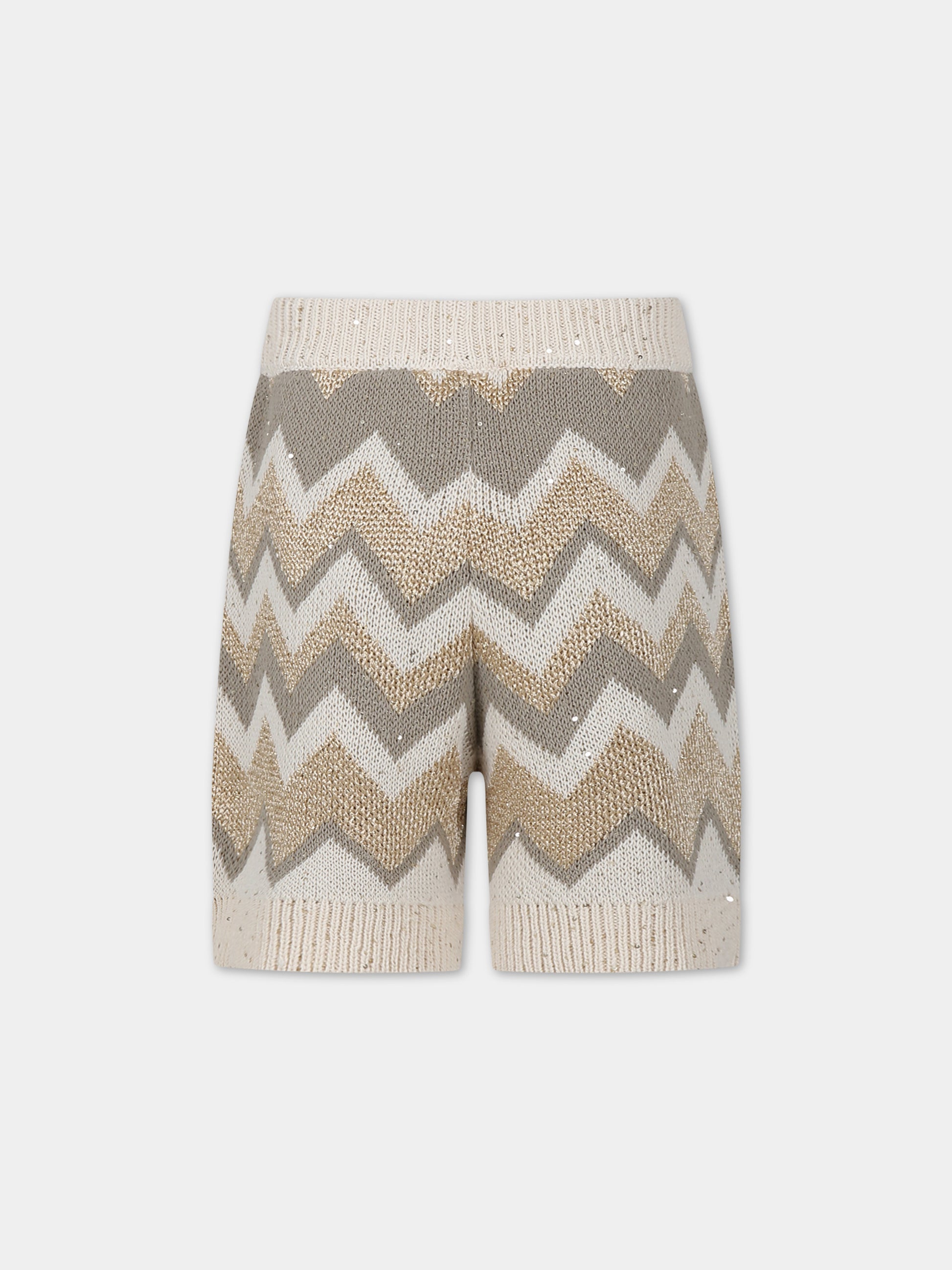 Shorts casual beige per bambina,Missoni,MU6B29 X0136 109