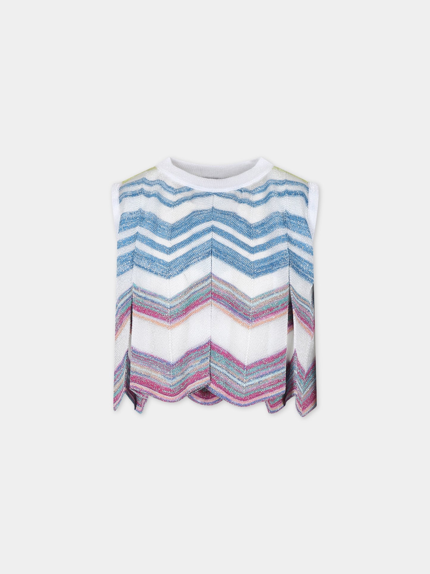 Top multicolor per bambina con motivo a chevron,Missoni,MU9A32 X0146 999