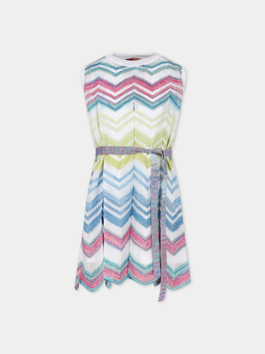 Vestito elegante multicolor per bambina con motivo a chevron,Missoni,MU1B32 X0146 999