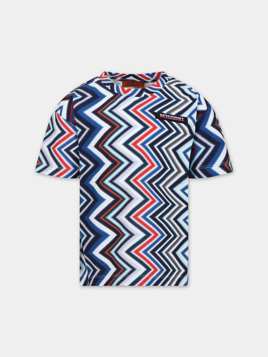 T-shirt multicolor per bambino con logo,Missoni,MU8Q21 J0393 998