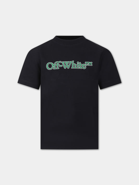 T-shirt nera per bambino con logo,Off White,OBAA002S24JER0041055