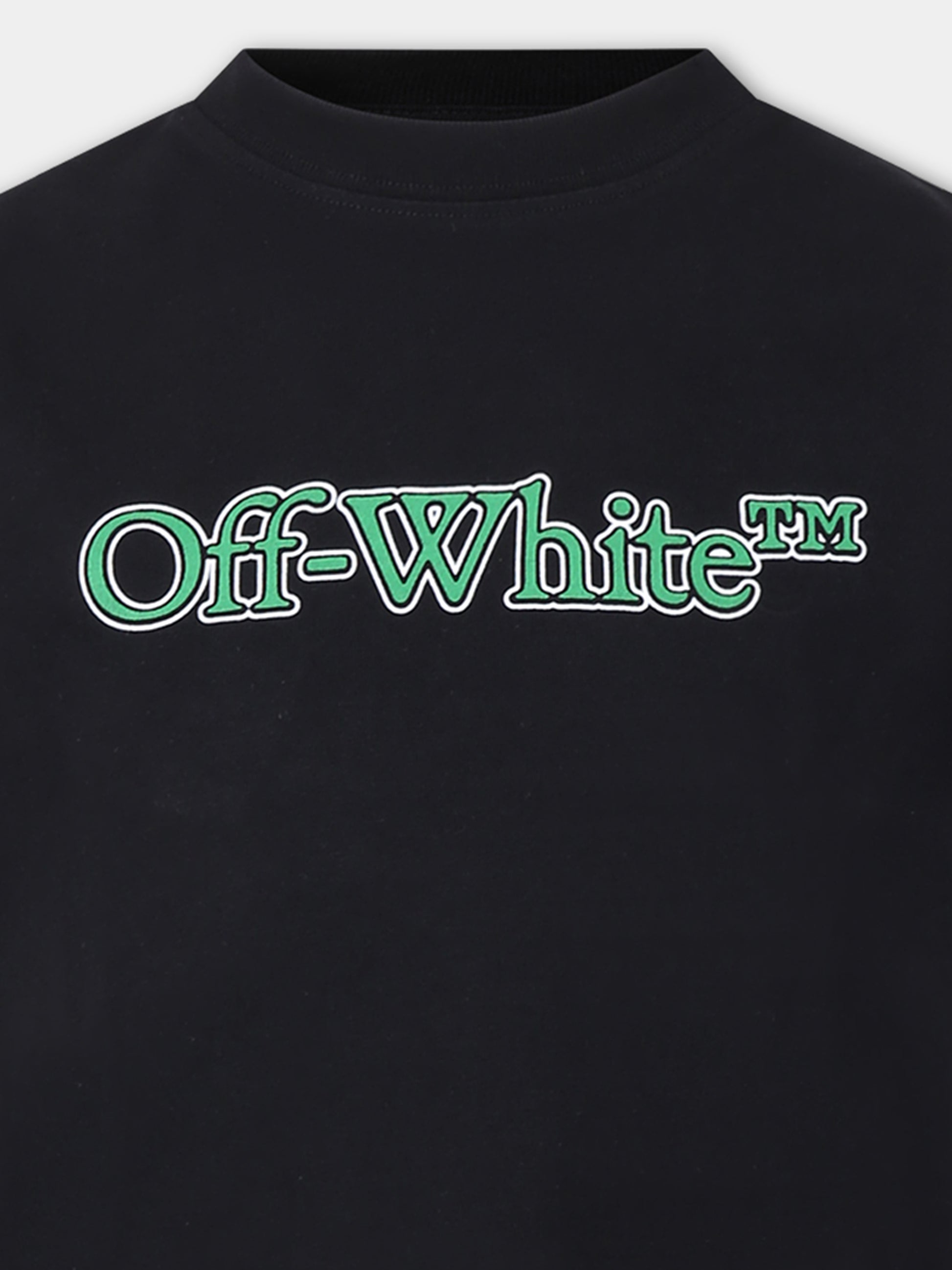 T-shirt nera per bambino con logo,Off White,OBAA002S24JER0041055