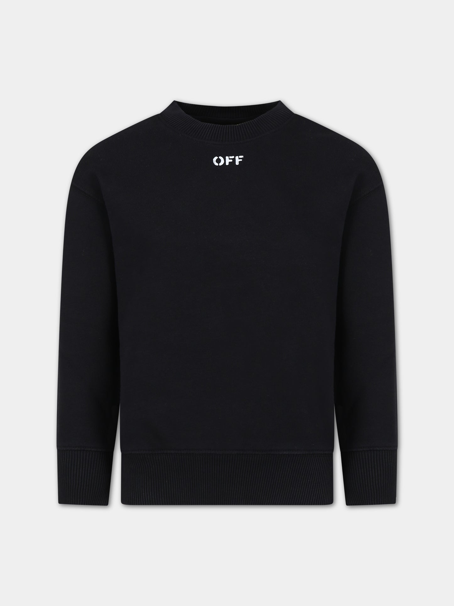 Felpa nera per bambino con logo,Off White,OBBA001S24FLE0021001