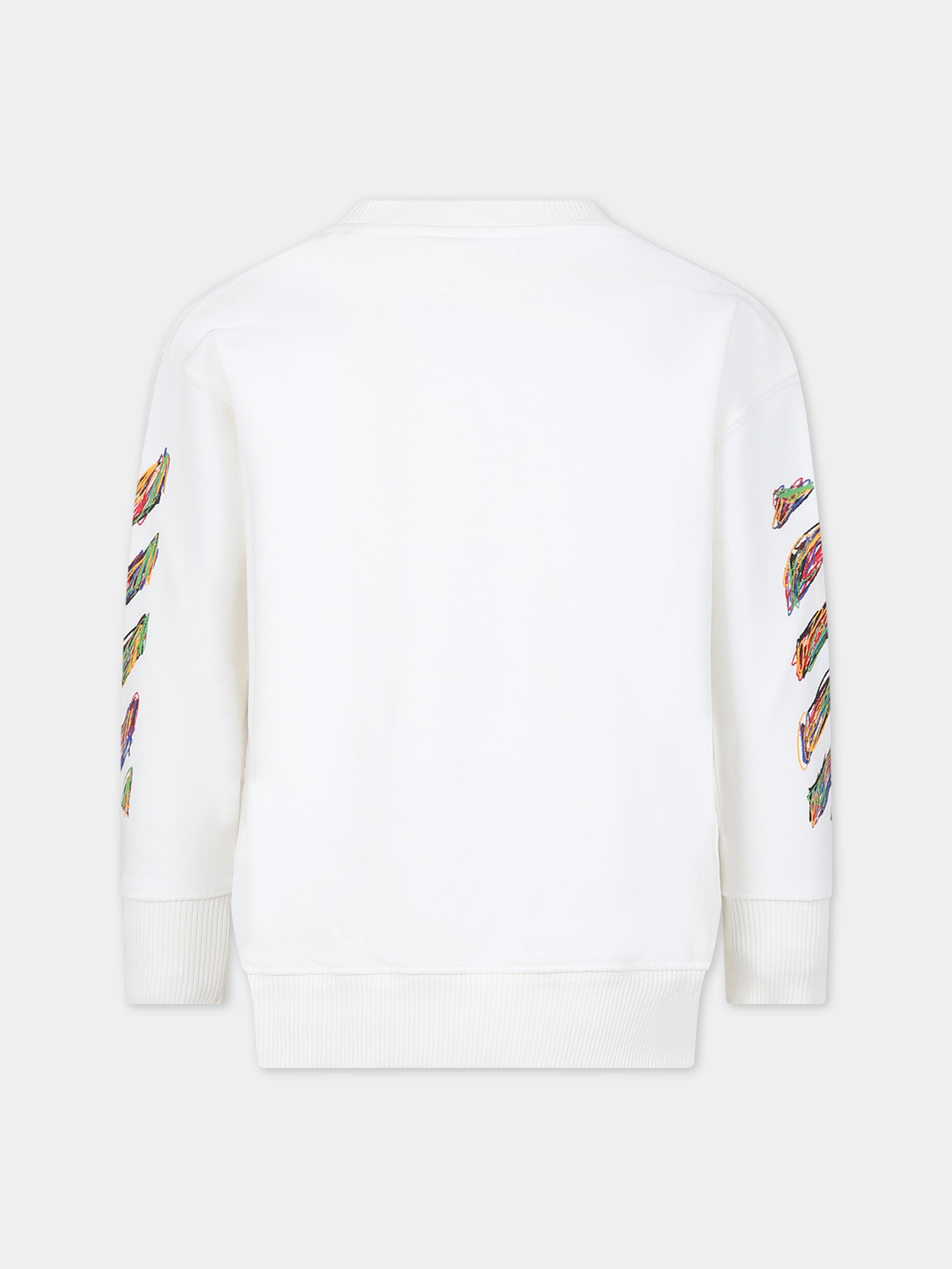 Felpa bianca per bambino con logo,Off White,OBBA001S24FLE0040184