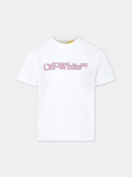 T-shirt bianca per bambina con logo,Off White,OGAA001S24JER0040132