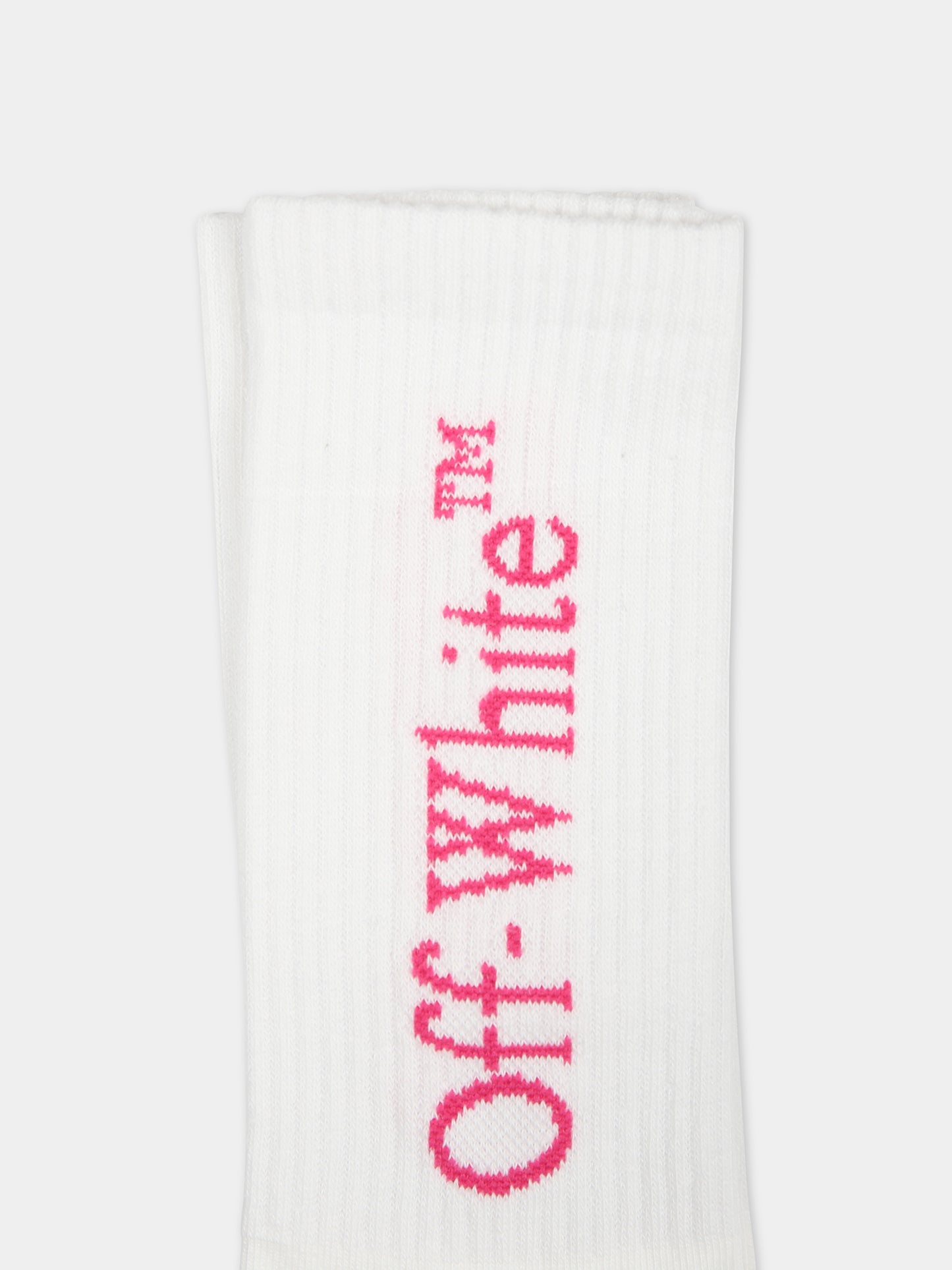 Calze bianche per bambina con logo,Off White,OGRA003S24KNI0010132