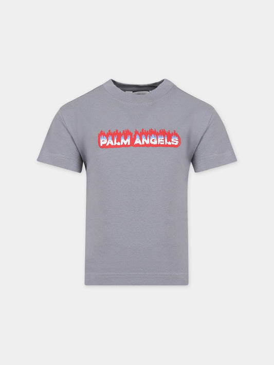 T-shirt grigia per bambino con logo,Palm Angels,PBAA003S24JER0030725