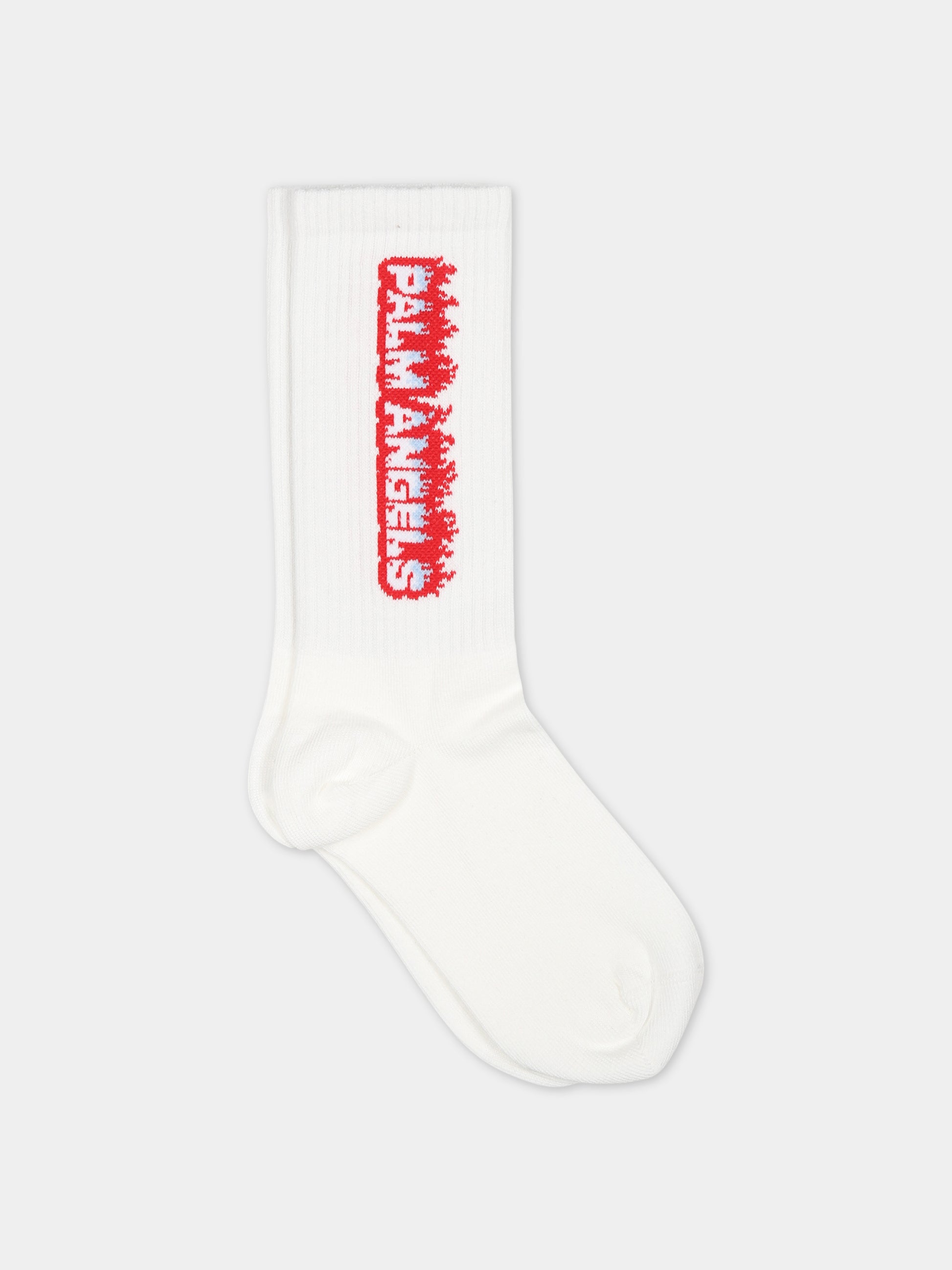 Calze bianche per bambino con logo,Palm Angels,PBRA005S24KNI0020125