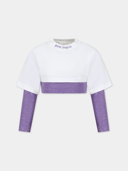 T-shirt bianca per bambina,Palm Angels,PGAB005S24JER0013636