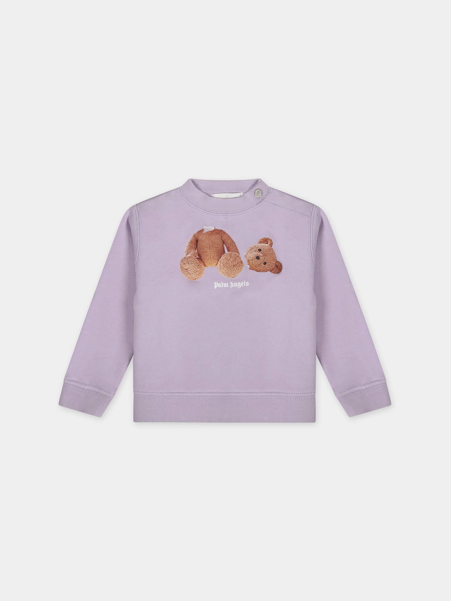 Felpa viola per neonata con orso,Palm Angels,PGXC001S24FLE0013860