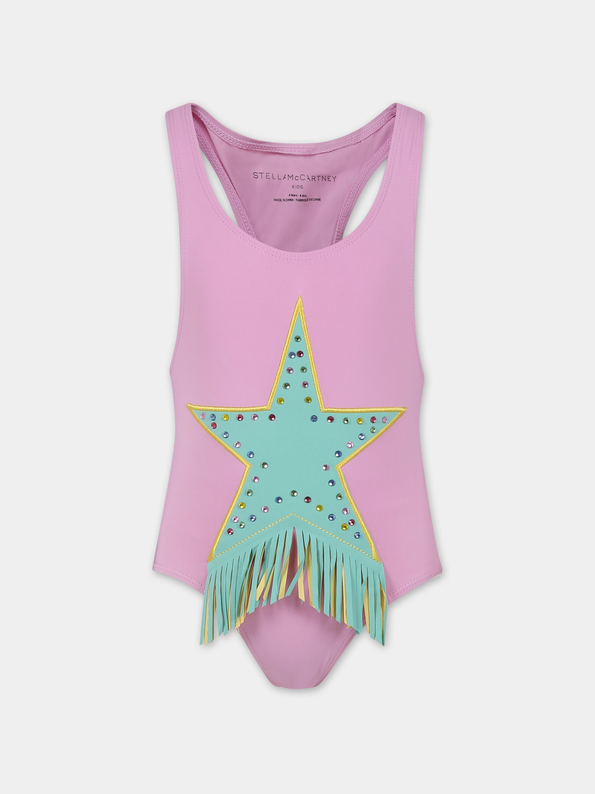 Costume rosa per bambina con stelle,Stella Mccartney Kids,TUCB85 Z0157 50G
